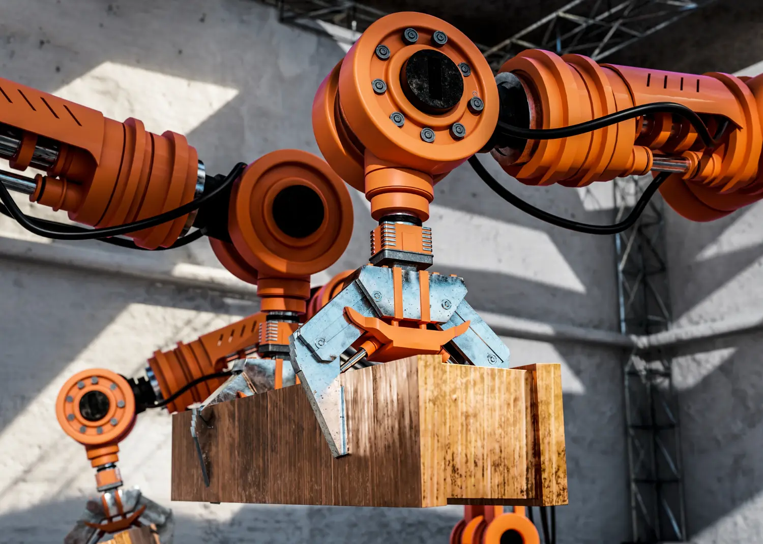 Ramię robota w zakładzie – filtry do maszyn przemysłowych chronią napędy, hydraulikę i pneumatykę